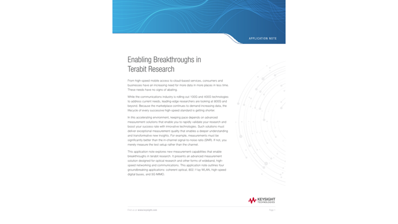 Enabling Breakthroughs in Terabit Research